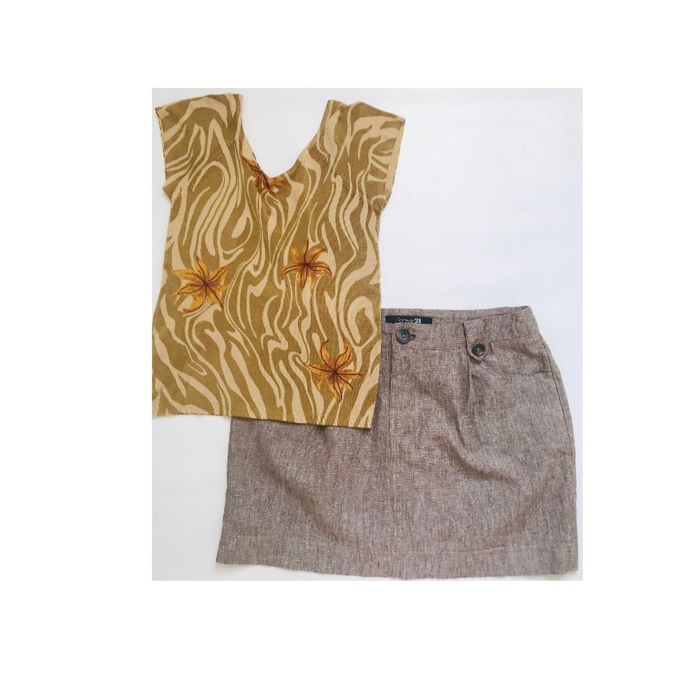 Exchange stretch knitted brown top S